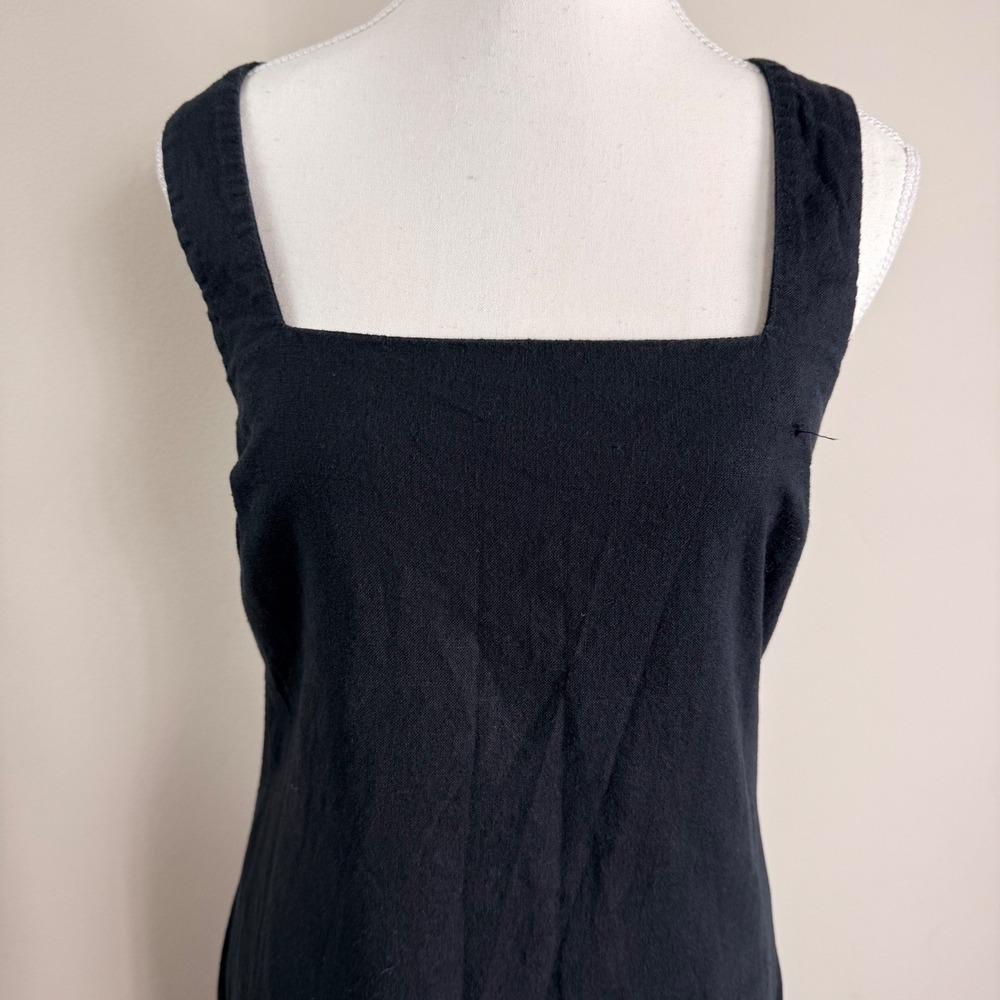 Abercrombie & Fitch Black Linen Blend Square Neck Shift Maxi Dress Sleeveless Sm - Picture 6 of 15